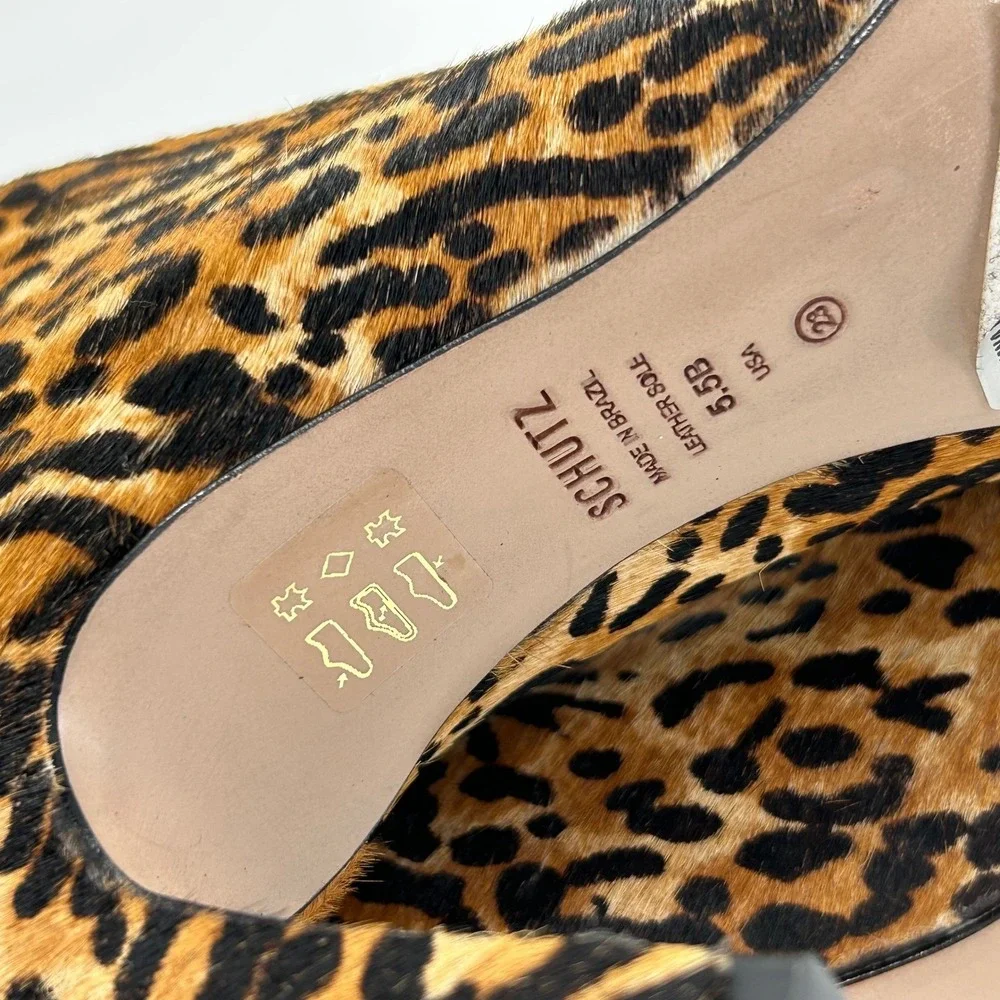 Schutz Size 5.5 Leopard‎ Print Knee High Boots NEW Calf Hair Stiletto Heels $338